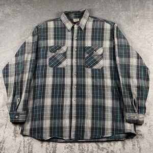 Vintage Five Brother Shirt Mens 2XL Tall Multicolor Plaid Flannel Made USA 90s